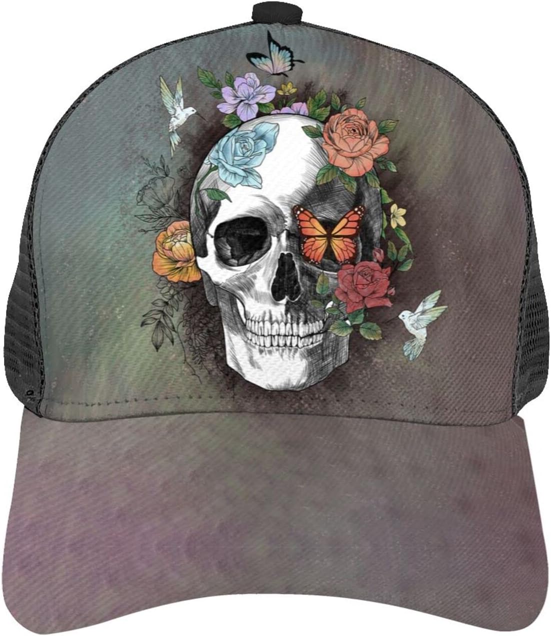 Sugar Skull Baseball Cap Adjustable Dad Hat Trucker Hat Outdoor Cap Sun Hats for Men Women - Image 2