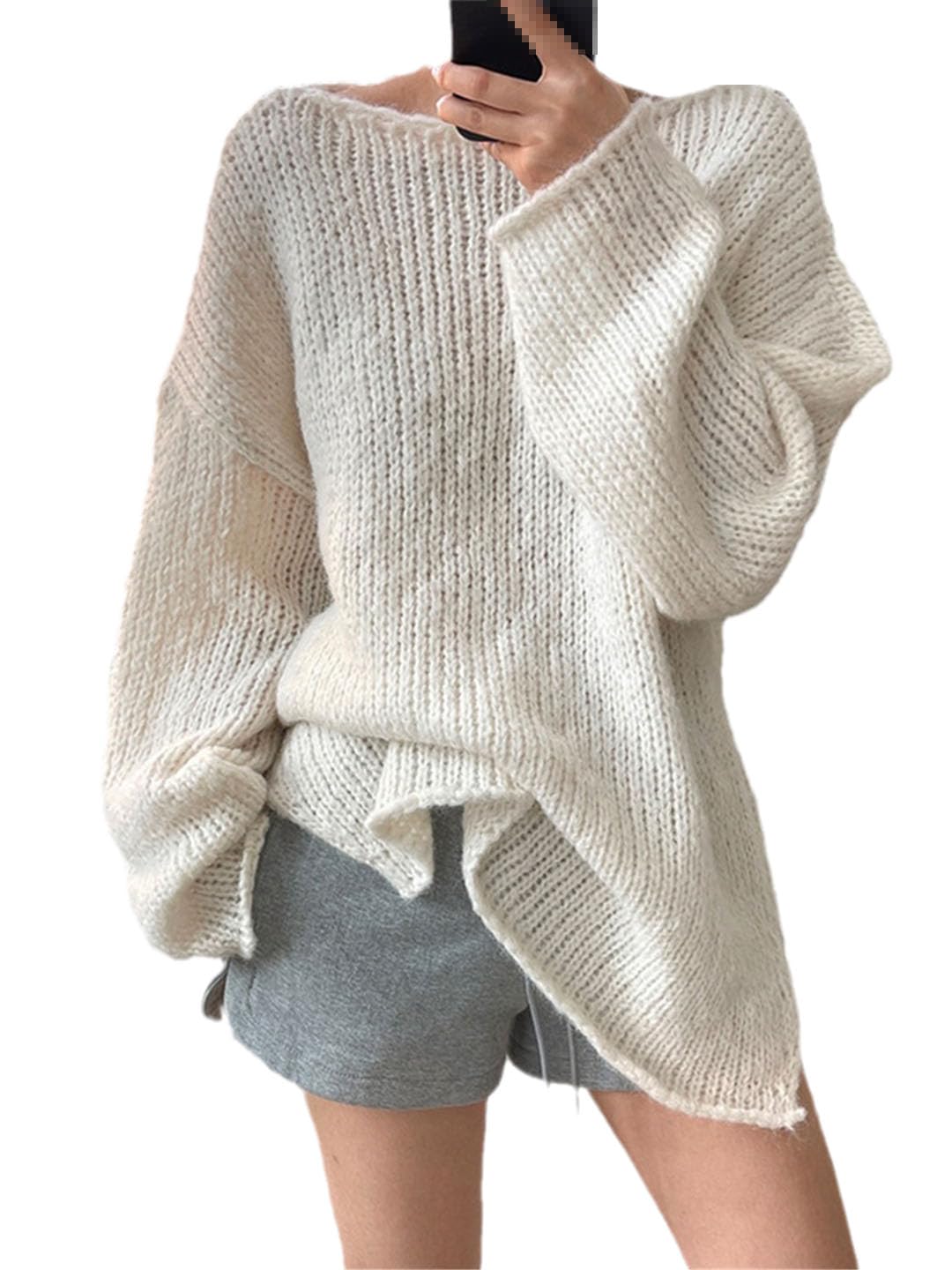 Jersey De Manga Larga con Cuello Redondo para Mujer