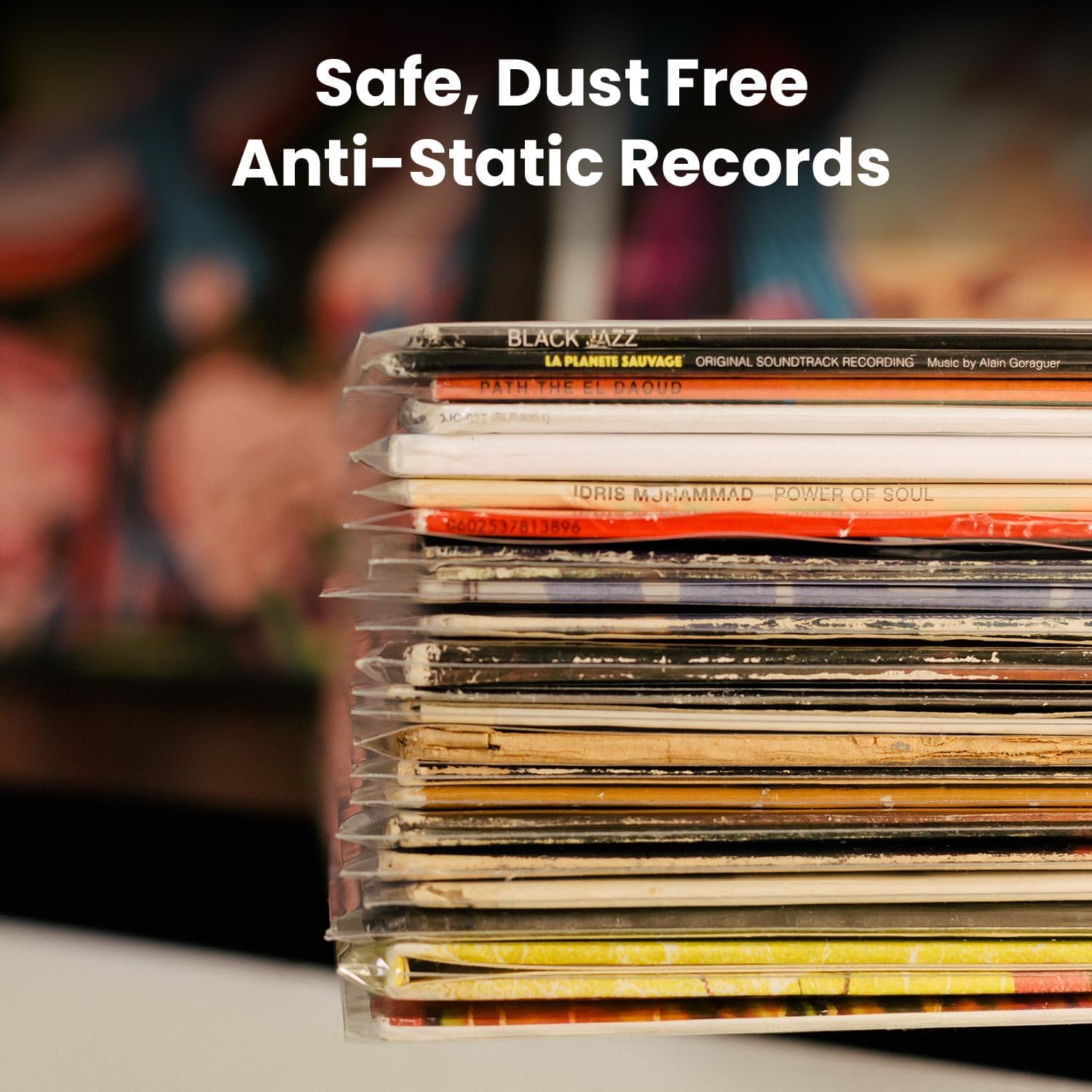 EVEO 200 Schallplattenhüllen außen – kristallklare äußere Vinylhüllen LP Album Covers 32,4 x 32,4 cm – perfekte Passform Schutz 3 mm Schutz für Einzel- und Doppel-LPs – Archivstandard