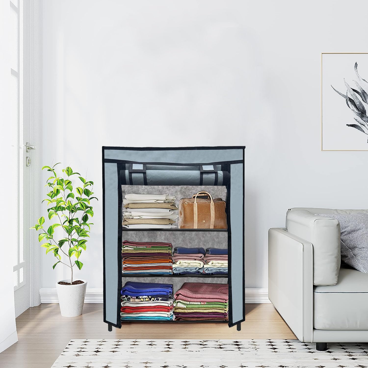 RAXON WORLD 4 Layer Grey Space-Saver Collapsible Wardrobe: Maximize Your Space with Style-image-40