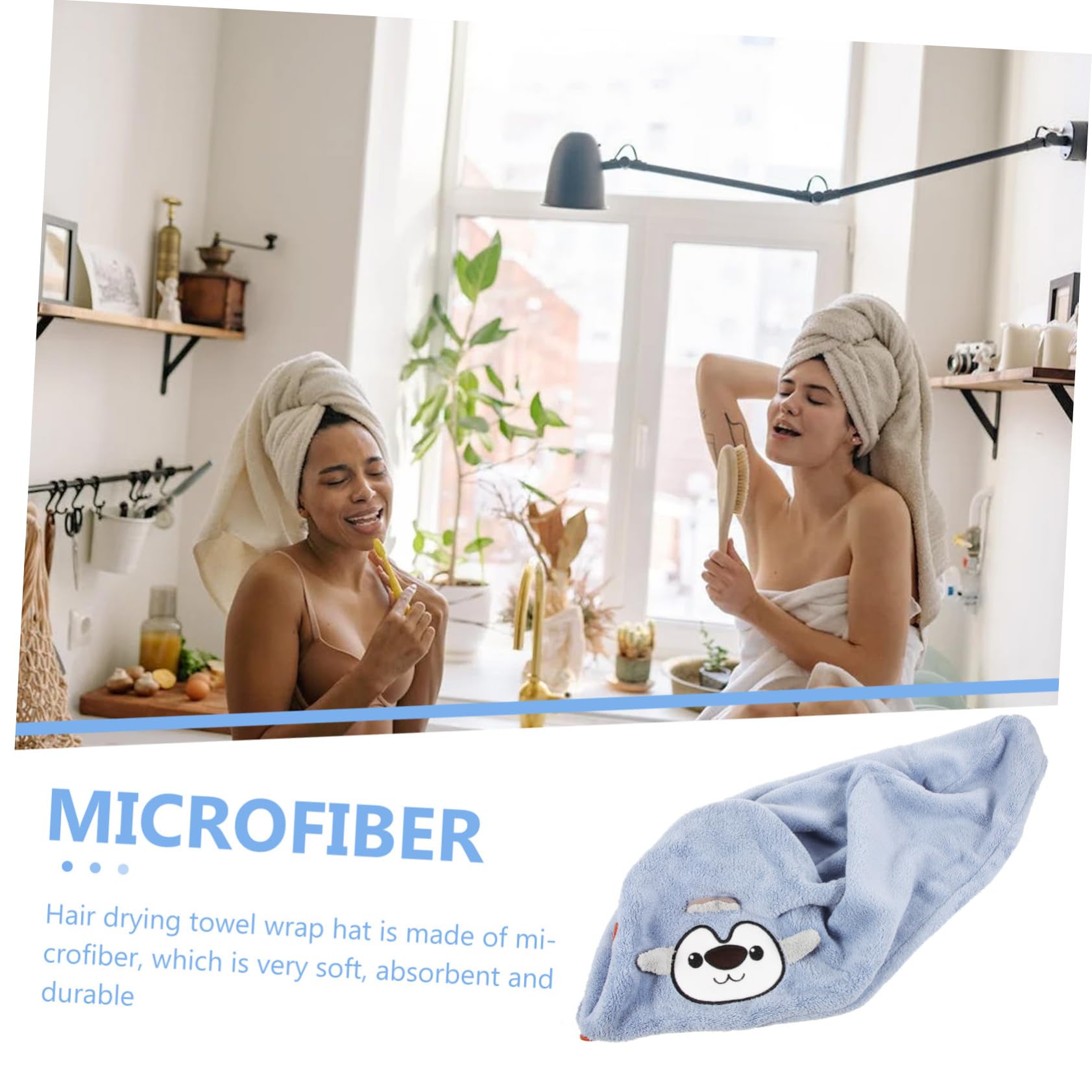 Ipetboom 5piezas Toalla De Absorbente para Secado Rápido De Cabello Envoltura para Pelo Húmedo Diseño De Dibujos Animados y Ligera para y