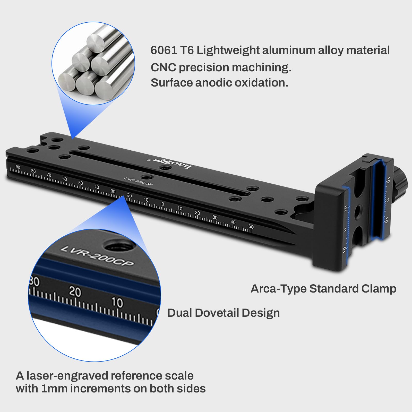 Haoge LVR-200CP 200mm デュアルダブテール ノードスライド 垂直レール 90度クイックリリースクランプ付き Arca-Swiss SUNWAYFOTOに対応 Amazon.com : Haoge LVR-200CP 200mm Dual Dovetails Nodal Slide