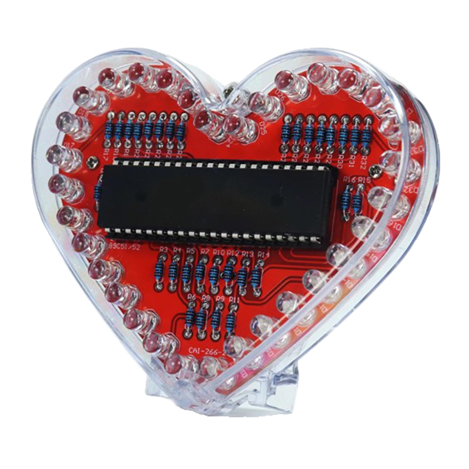 Geavonyg Beginner Friendly Heart Shaped LED Soldering Practice Project 32 RGBs Light STEM Electronics Training Activity RGBs LED Heart Soldering Project
