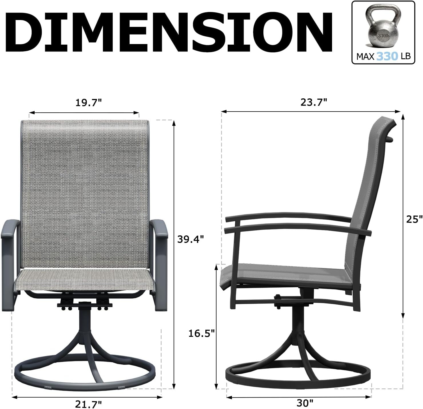 Outdoor Swivel Rocker Dining Chair Set of 6, All Weather Patio Dining Chair with Textilene High Back and Metal Frame, Backyard, Lawn Garden and Deck Porch Patio Furniture Set