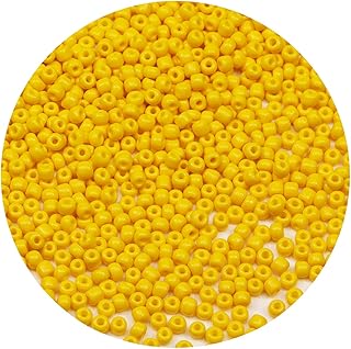 Bala&Fillic Cuentas de semillas de color amarillo de 4 mm, alrededor de 1200 unidades/100 gramos en bolsa, cuentas de cristal 6/0 para hacer pulseras y collares (amarillo)