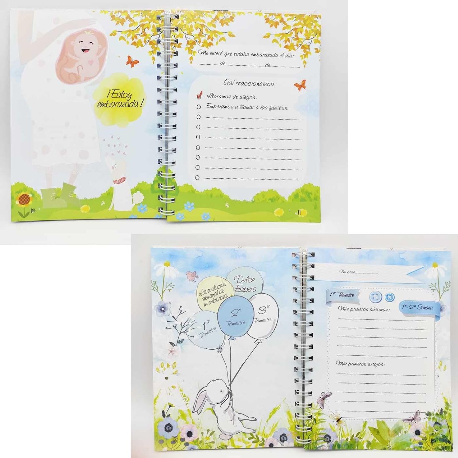Agenda de Embarazo Semana a Semana - Diario Completo para Todas las Etapas del Embarazo | Ideal para la Futura Madre | Tapas Duras y Encuadernación en Espiral | 96 Páginas, lustraciones Originales
