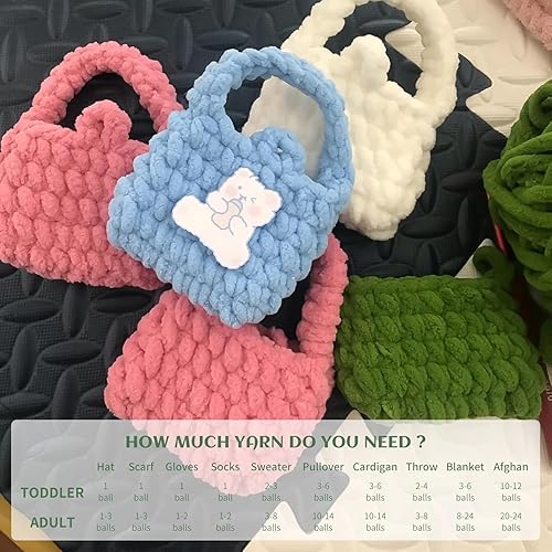 Vista 53 de Paquete de 3 hilos gruesos de felpilla de felpa de 3.53 onzas (49.2 yardas), hilo de terciopelo esponjoso para tejer y hacer ganchillo, hilos de 3