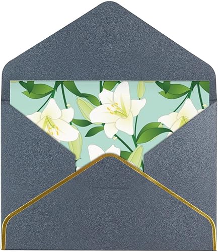 Miniatura 2 de Giglio bianco sul fondo della menta Tarjetas de agradecimiento con sobres, tarjetas de felicitación en blanco con sobres en blanco en el interior,