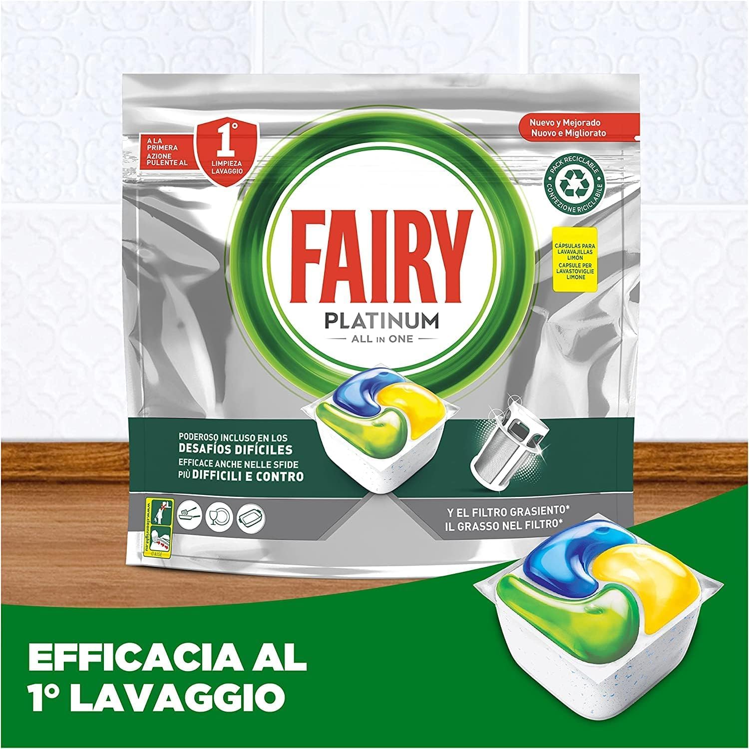 Pastiglie Lavastoviglie Limone – 44 Capsule – Tutto in 1 kit con Spugna Brandizzata SPESA & RISPARMIO Inclusa – Variazioni 2/4/6 Pezzi (6)