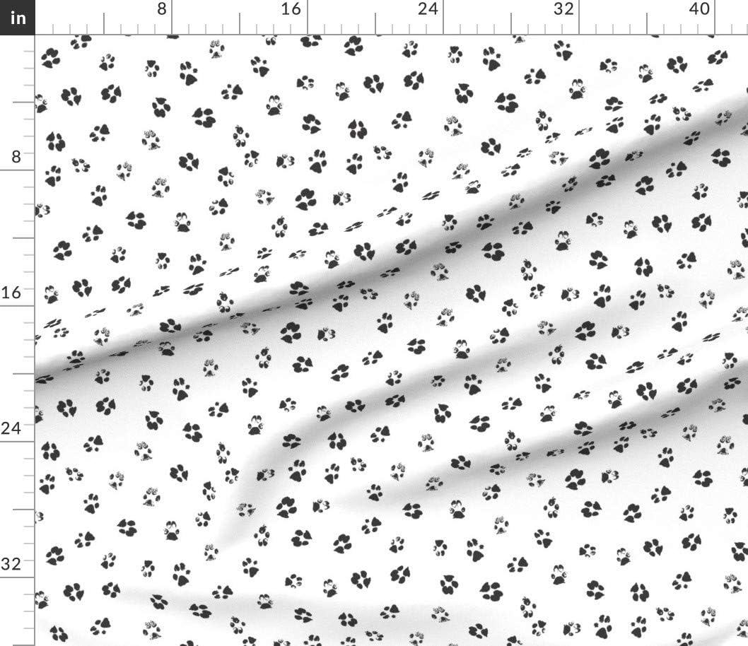 Spoonflower Fabric - Paws Black White Dog Animal Cat Print Paw Printed on Petal Signature Cotton Fabric Fat Quarter - Sewing Quilting Apparel Crafts Decor