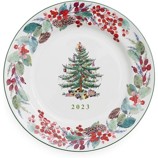 Spode Christmas Tree 2023 Annual Collector Plate | 8-Inch Christmas Decorative Plate | 8-inch Porcelain Collectable Plate | Dishwasher safe, Microwave safe, Freezer safe
