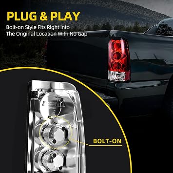 DWVO Tail Lights Compatible with 1999-2002 Chevy Silverado Red Housing