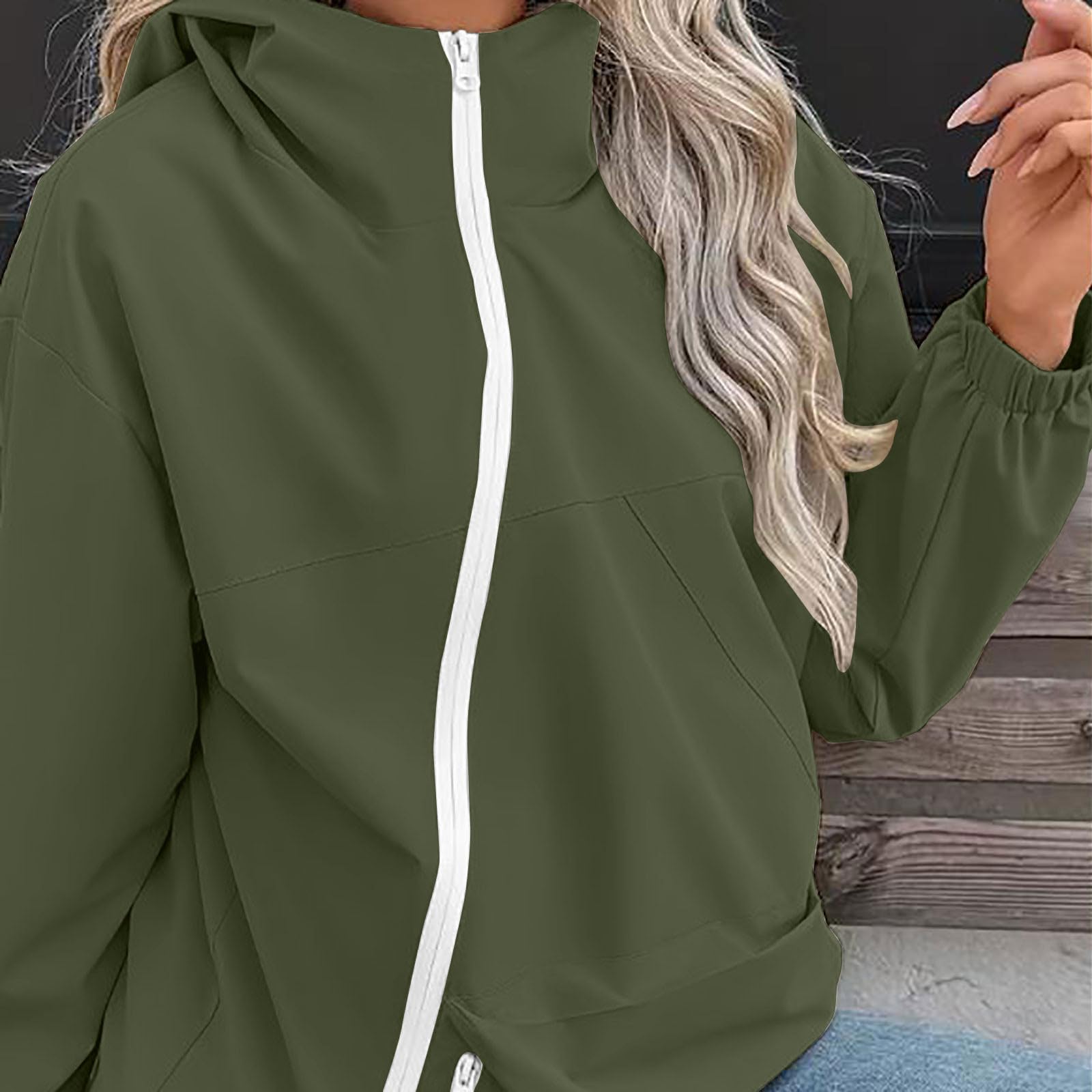 Veste Imperméable Femme Zippé Coupe Vent Avec Capuche Ciré Veste À Capuche Légère Manteaux Fine Décontracté Ample Parka Imperméable Avec Poches Pour Randonnée Camping Cyclisme