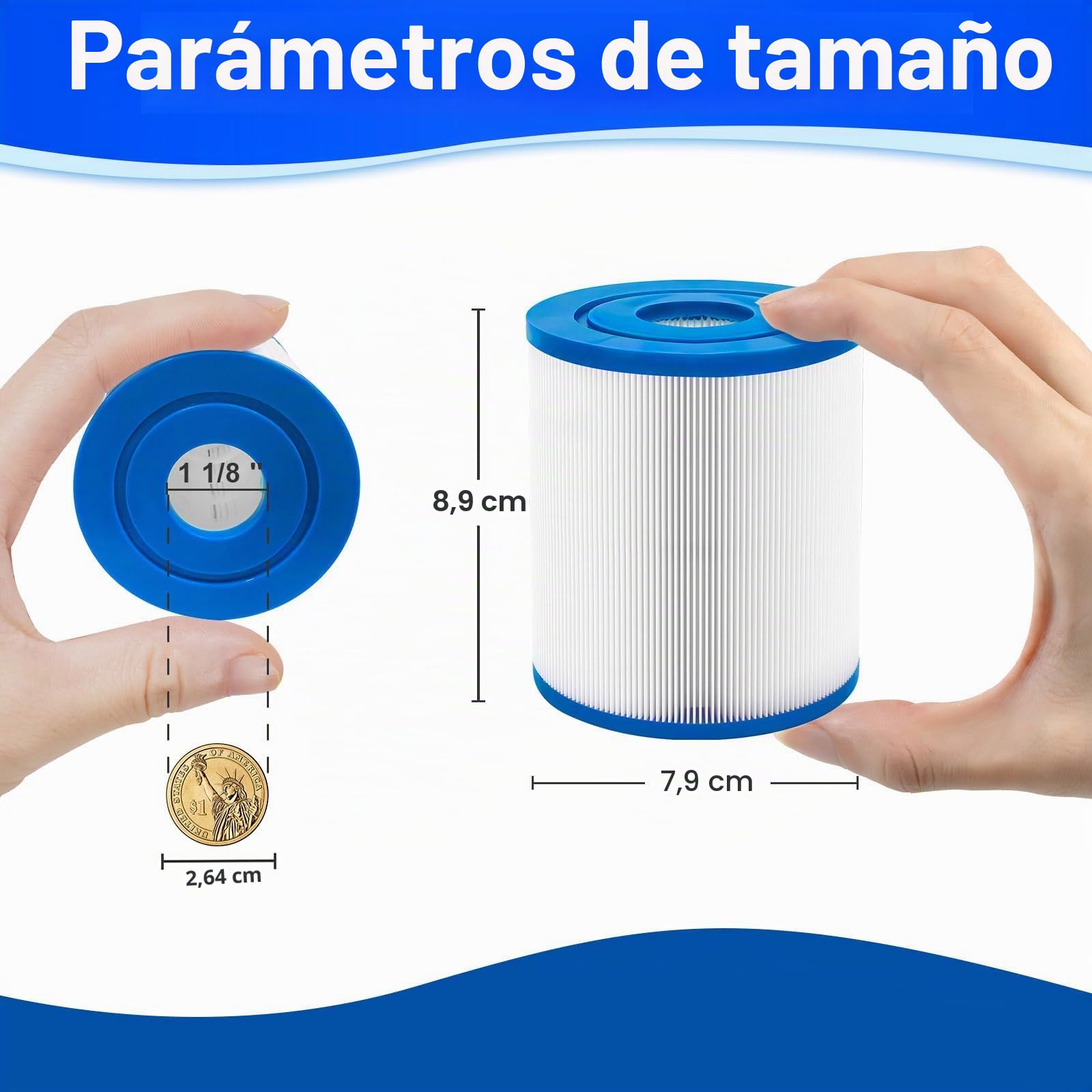 KGC Cartucho de Filtro Tipo I para Bestway，Paquete de 6 filtros Compatible con Bomba 58093, 58511, 58381 (300/330 GAL/h) para Piscina elevada