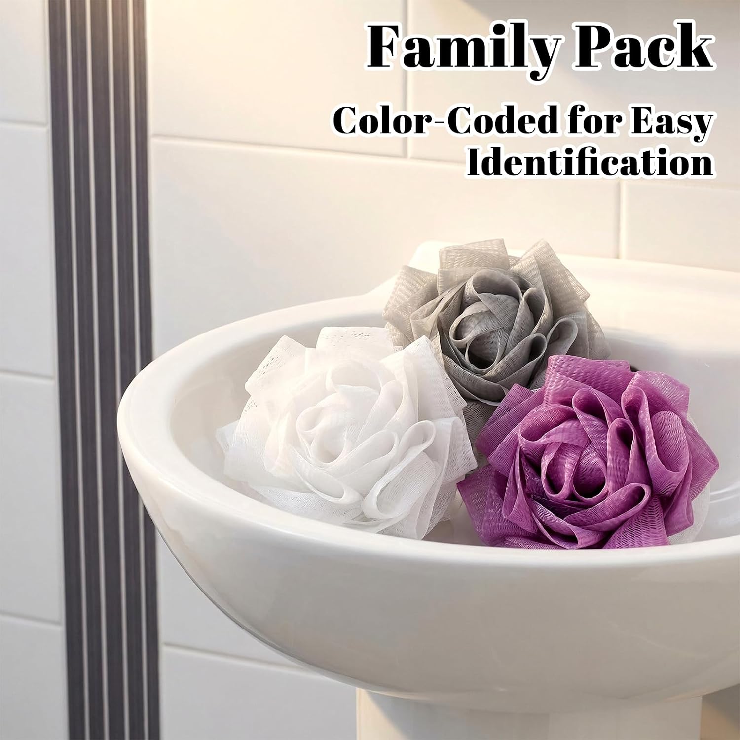 Qianyu 3 Pcs Bath Loofah Shower with Soap Bags Soap-Exfoliation Mesh Shower Ball 2 in 1 Bar Soap Loofah Pouch Bath Sponges Soaps Saver for Women Men Gentle Body Scrubber Cleansing and Smooth Skin