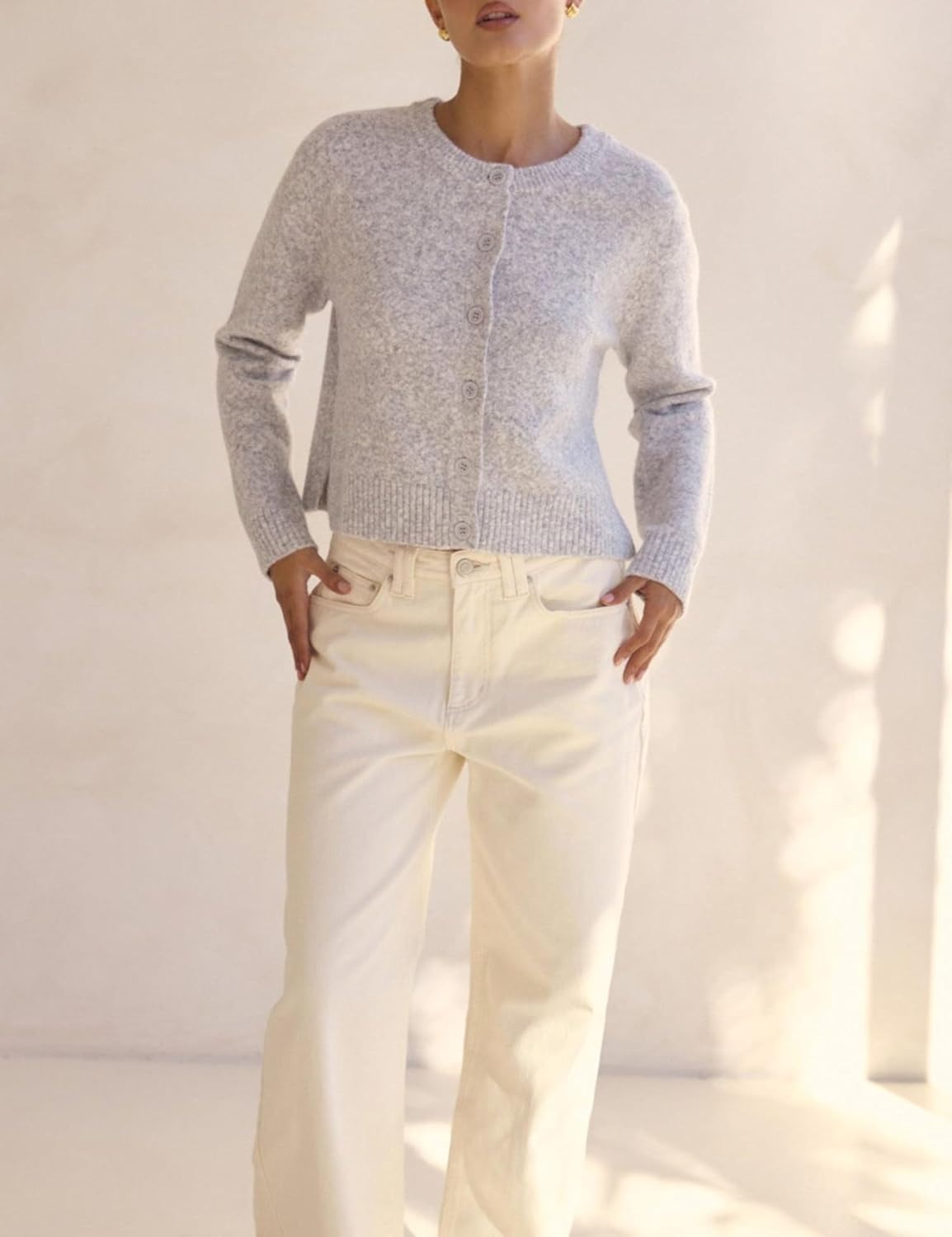 Women’s Crop Cardigan Sweaters Long Sleeve Side Split Cardigan Knitwear Trendy Button Down Knit Cardigan - Image 5