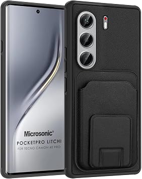 Microsonic TECNO Camon 40 Pro i in K l f PocketPro Litchi Siyah [Camon 40 Pro ile Uyumlu K l f - Siyah]