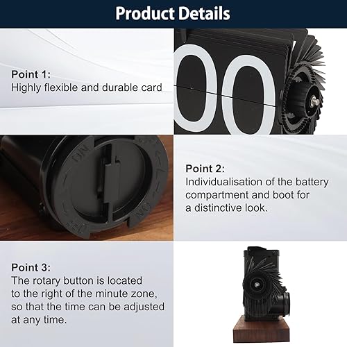 Miniatura 3 de Reloj de escritorio abatible, reloj digital retro de mesa abatible, decoración moderna de mediados de siglo, funciona con pilas, funciona con equipo