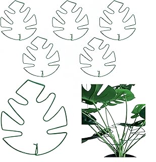 5Pcs Iron Monstera Plant Support, Uniquely Plant Holder Stakes for Indoor Plants, Turtle Shell Bamboo Clamp Set for Thriving Growth Monstera Plant Accessores (Green)
