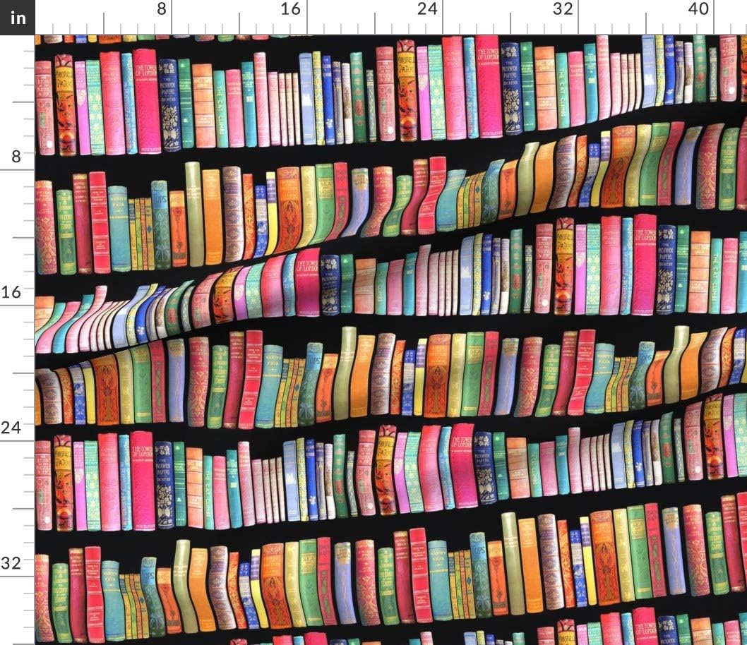 Spoonflower Fabric - Antique Books Vintage Bookshelf Victorian Novelty Retro Library Printed on Petal Signature Cotton Fabric Fat Quarter - Sewing Quilting Apparel Crafts Decor