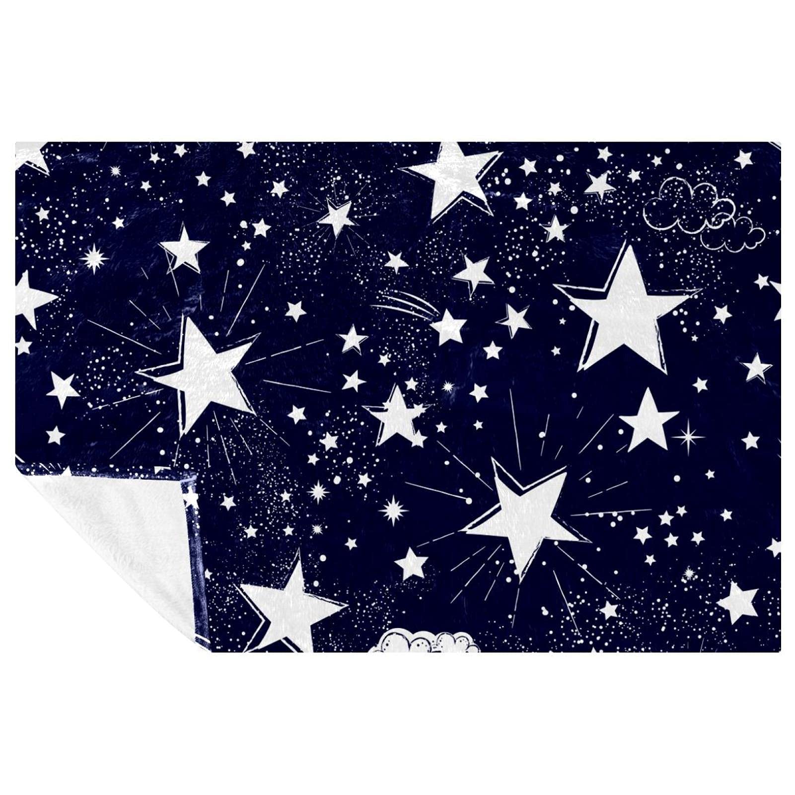 Couverture douce étoiles bleu foncé compacte pour plage et pique-nique