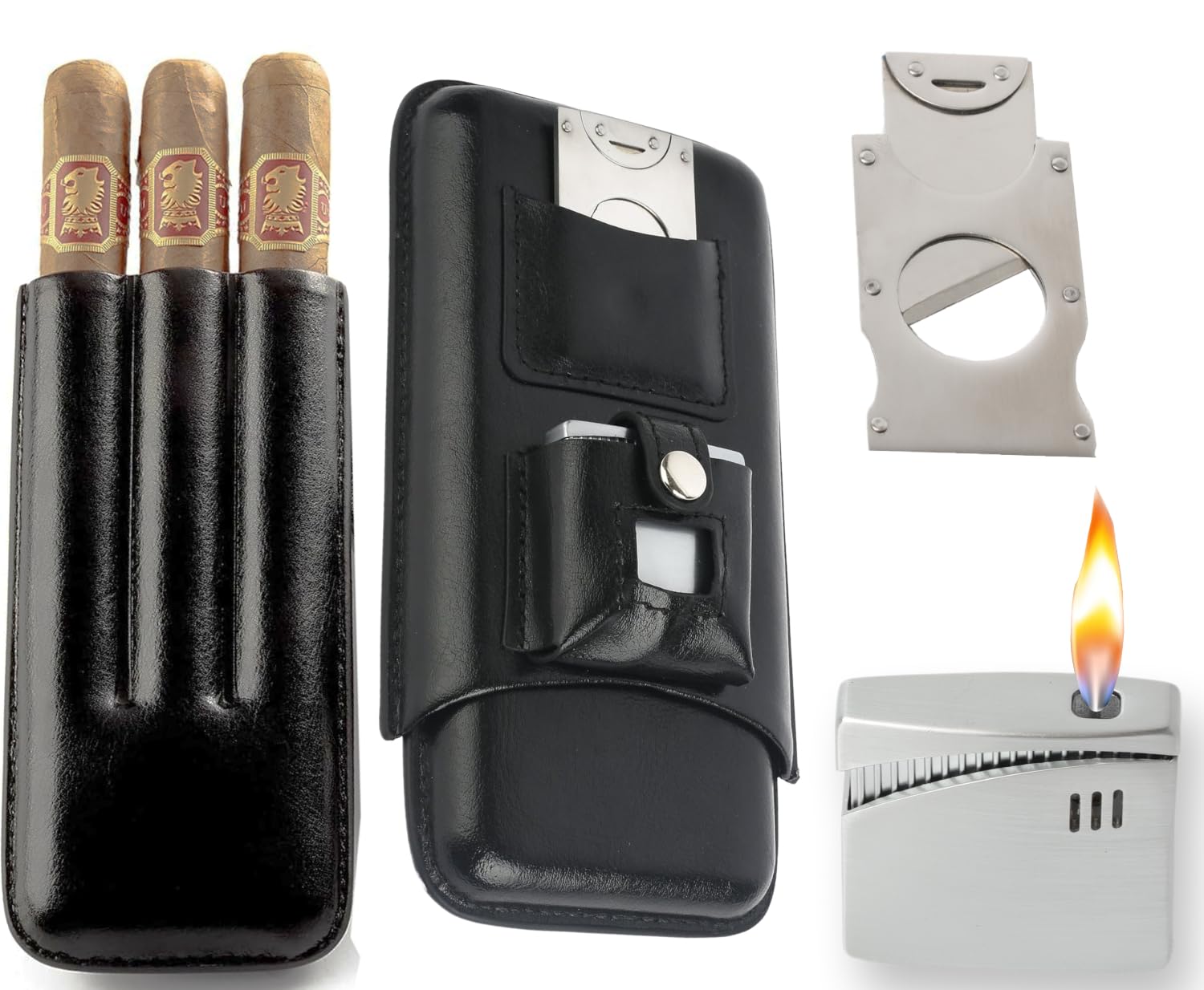  Mantello Luxury Portable Cigar Case Set for Men Travel Gift
| Mantello 3 Holder Portable Cigar Case with Cutter and Lig
