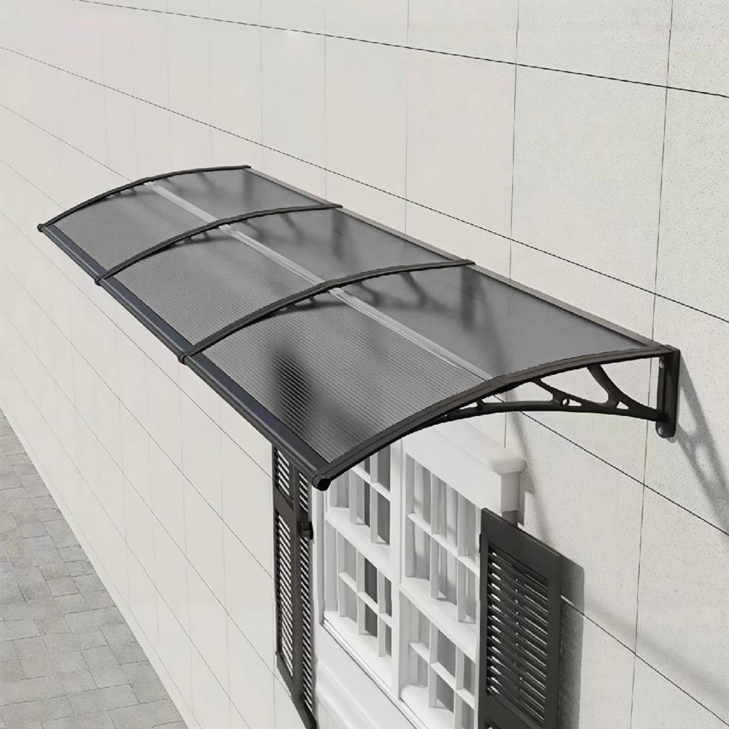 Awning for Door Entrance 60x80cm/24x32in Window Exterior Canopy Patio Durable and Sturdy Multiple Scenarios Rain Uv Snow Protection Grey