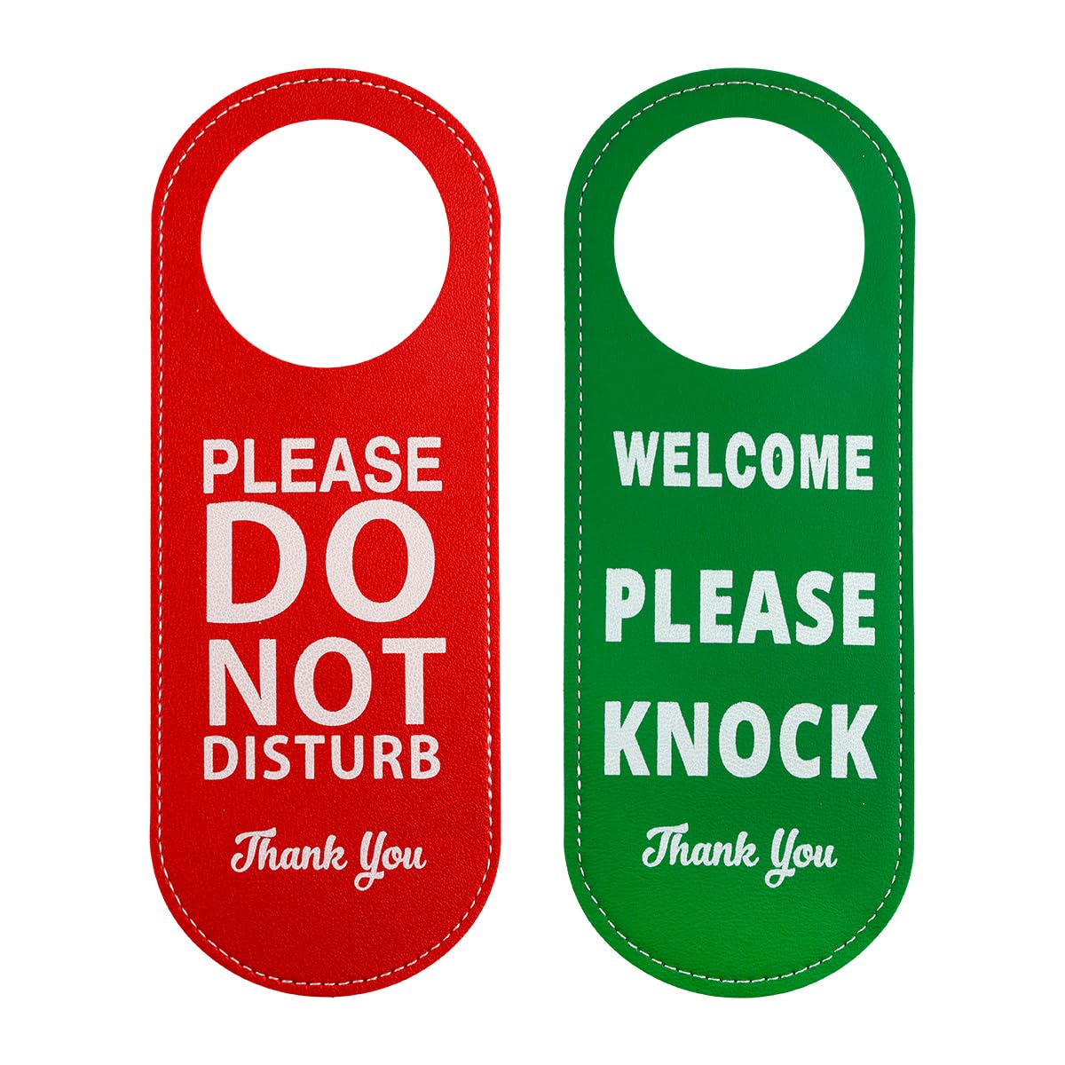 Lotsdonxia Red-Green Double Sided Do Not Disturb Sign, Privacy Knocker Indicator, Reversible Pu Leather Door Hanger Tags Label For Office, Hotel, Home And Meeting Rooms (Red-Green)