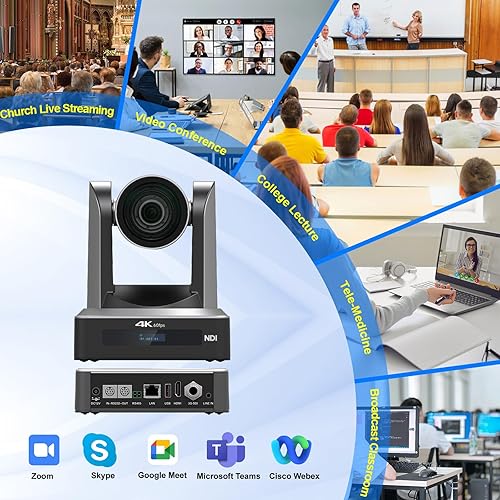 Miniatura 2 de Cámara PTZ 4K 60fps, zoom óptico 30X, HDMI USB SDI LAN POE, seguimiento automático AI, sensor CMOS de 1/2.8 pulgadas 8.42 MP, 255 presets, cámara de