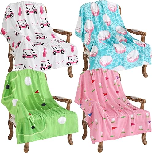 Tegeme 4 mantas de golf para mujer, regalo de golfista, mantas de franela suave para jugadores de golf, fanáticos de Navidad, cumpleaños, club de