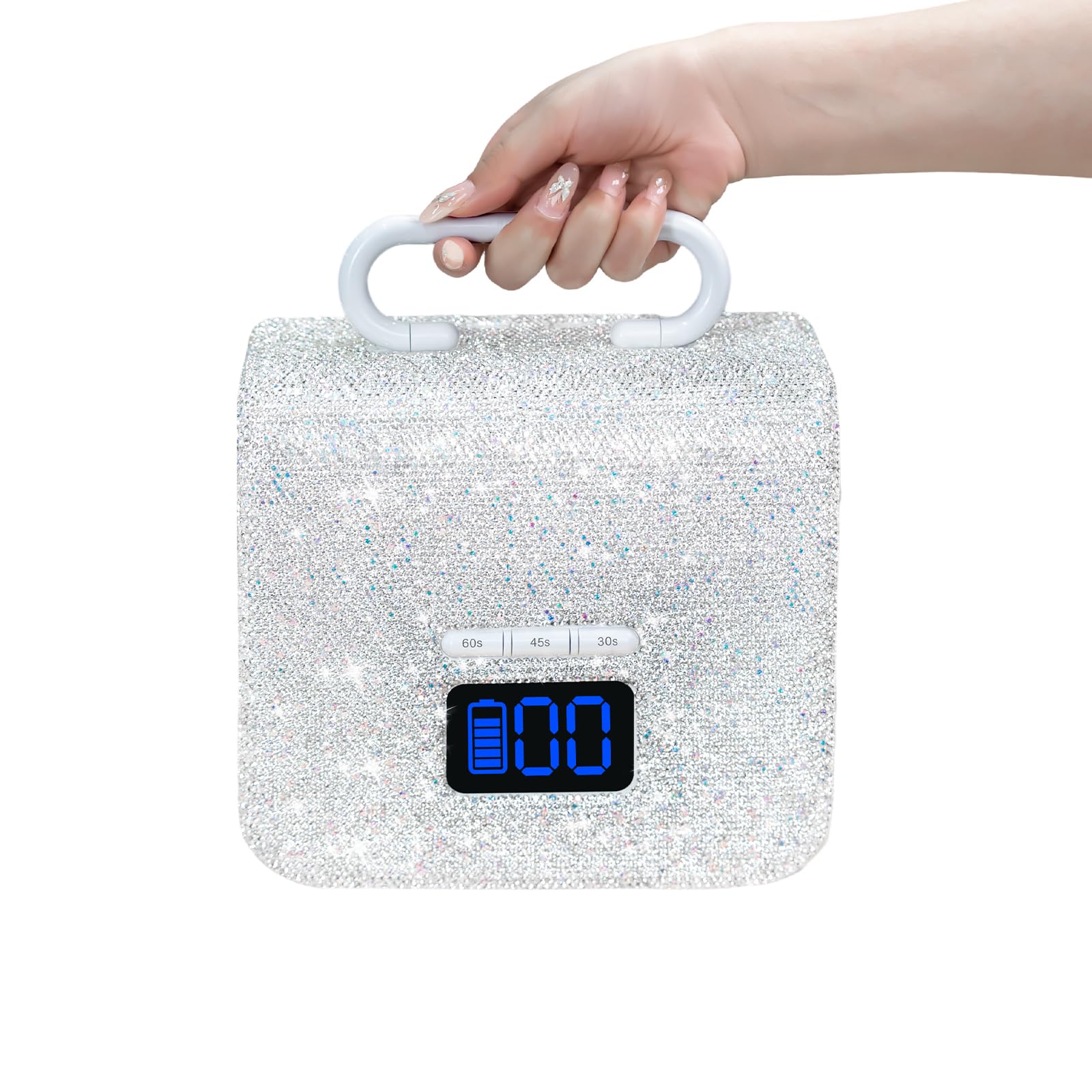 UV LED Nail Lamp with Portable Handle and Sparkly Rhinestones