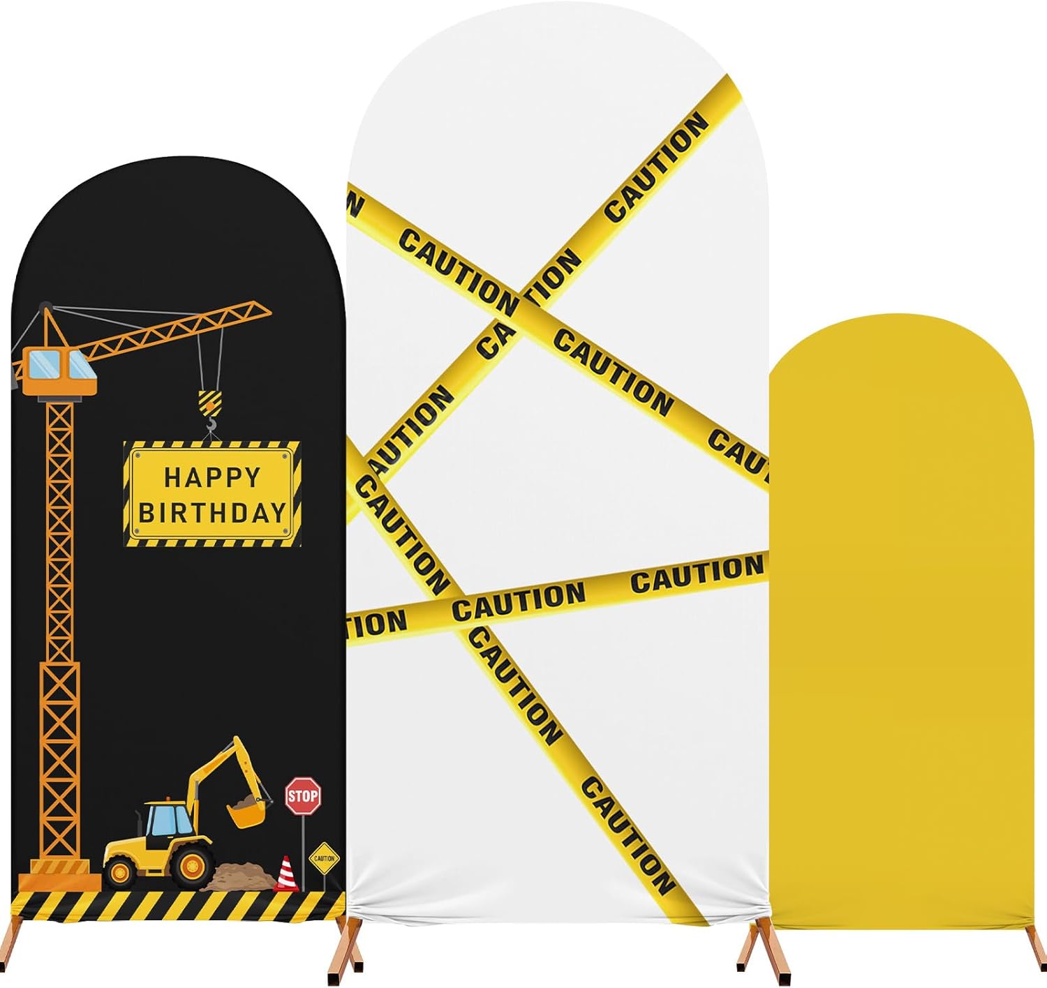 Construction Birthday Party Arch Cover Set of 3 Construction Arch Backdrop Spandex Stretch Backdrop Stand Cover 4ft, 5ft, 6ft (Traffic Light)