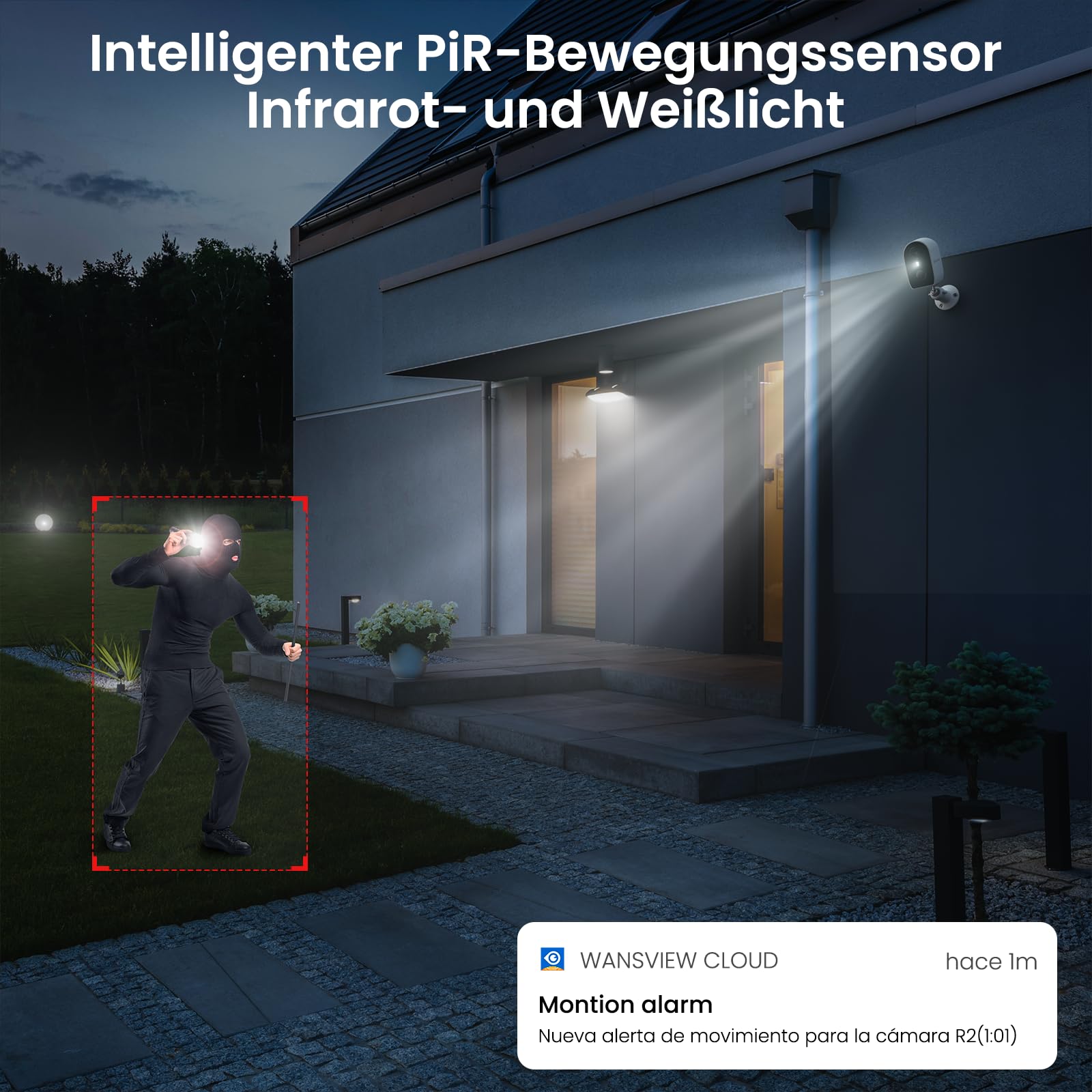 GALAYOU 2K Überwachungskamera Aussen Akku - WLAN Kamera Überwachung Aussen akku, Aussenkamera WLAN Kabellos, 2.4G, PIR Bewegungserkennung, 2-Wege Audio, Farbnachtsicht, Einfache Setup, IP65 R2-2P