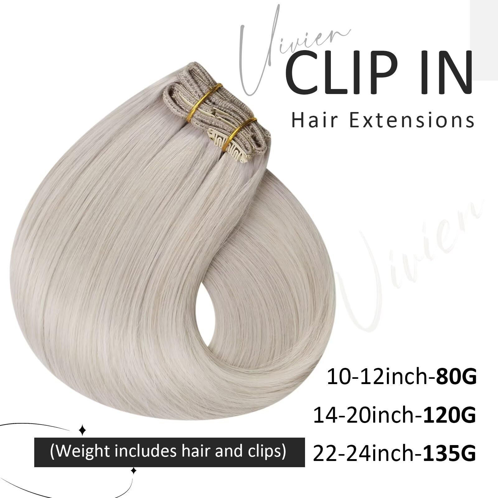 Vivien Capelli Clip Extension 45cm Capelli Extension Veri Clip Biondo Extension Clip Capelli Veri Estensione Capelli Veri Clip Naturale #60 7pcs/120g