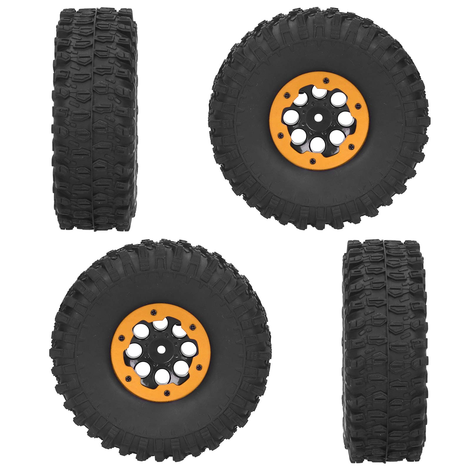 VGEBY 1/10 RC-Räder und -Reifen 1,9-Zoll-aufblasbares Ferngesteuertes Modell, Kompatibel mit Kletterwagen, 4-teilige RC-Rennreifen für SCX10 TRX4-ReifenRäder und Reifen(Orange)