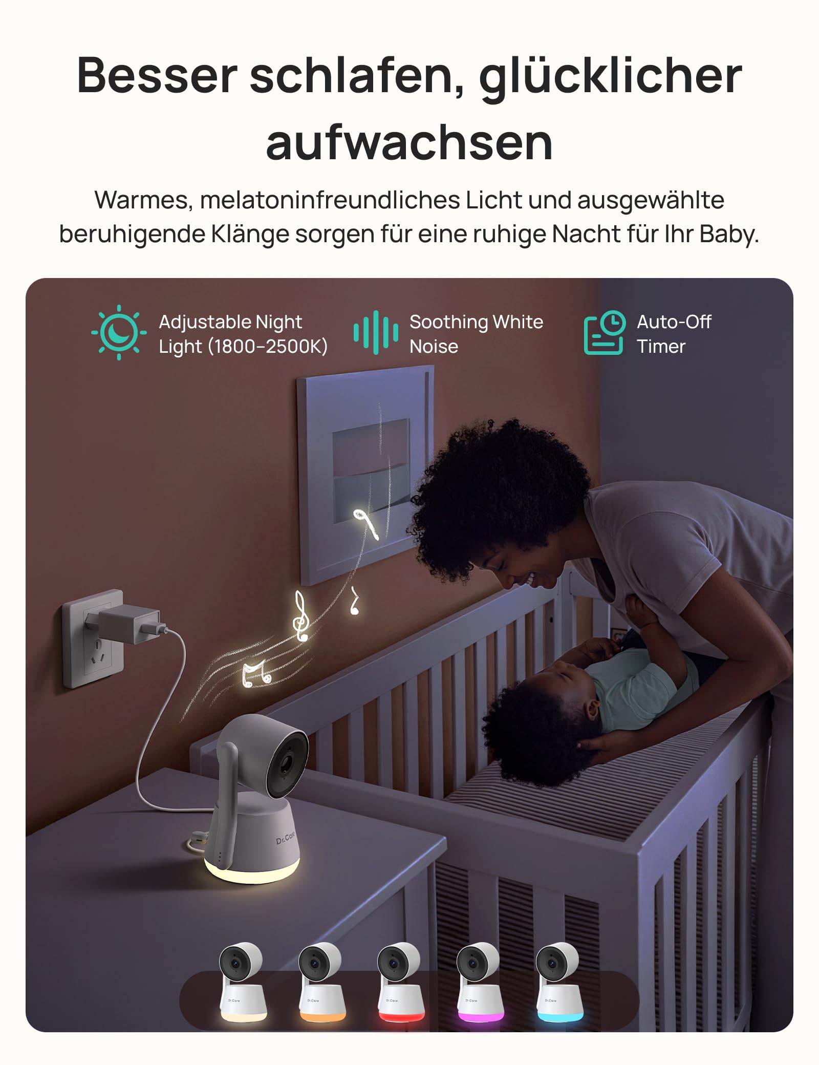 Dr.Care LumiView Plus Smart WLAN Babyphone – 5,5" 1080P FHD & 2K Kamera, Privatsphärenmodus, Multi-User, 5000mAh Akku, RGB Nachtlicht, Bewegungs- & Weinenalarm, App-Steuerung (2 Kameras + 1 Monitor)