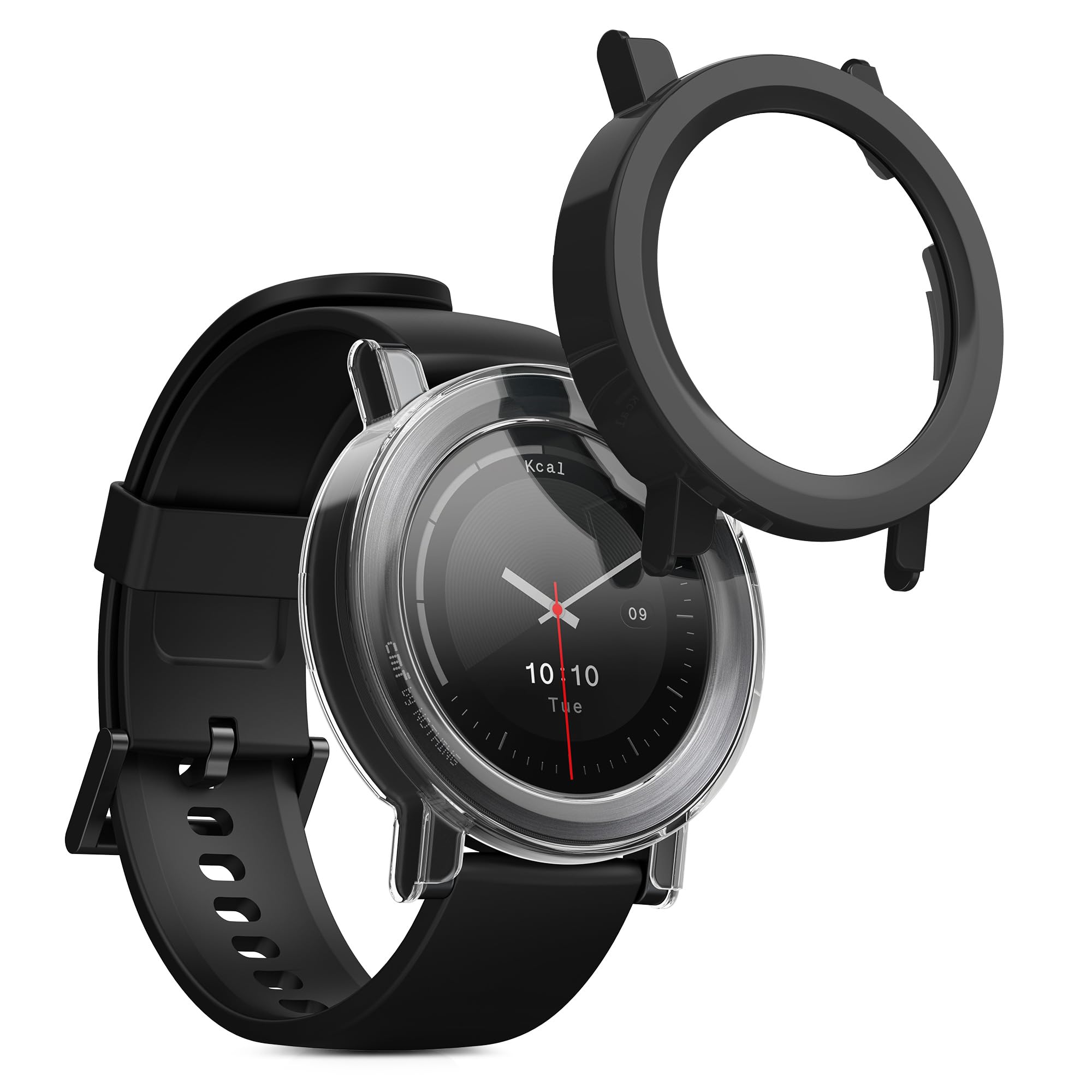 kwmobile Etui kompatybilne z CMF Watch 3 Pro Case - 2X Osłona ekranu ze szkła hartowanego do trackera fitness - przezroczysta-czarna