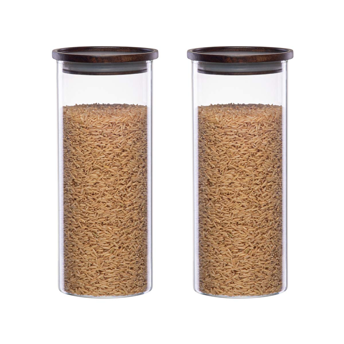 Buy Essos Glass Jars with Wood Lids Set of (2) 54 fl oz Airtight and Stackable Storage