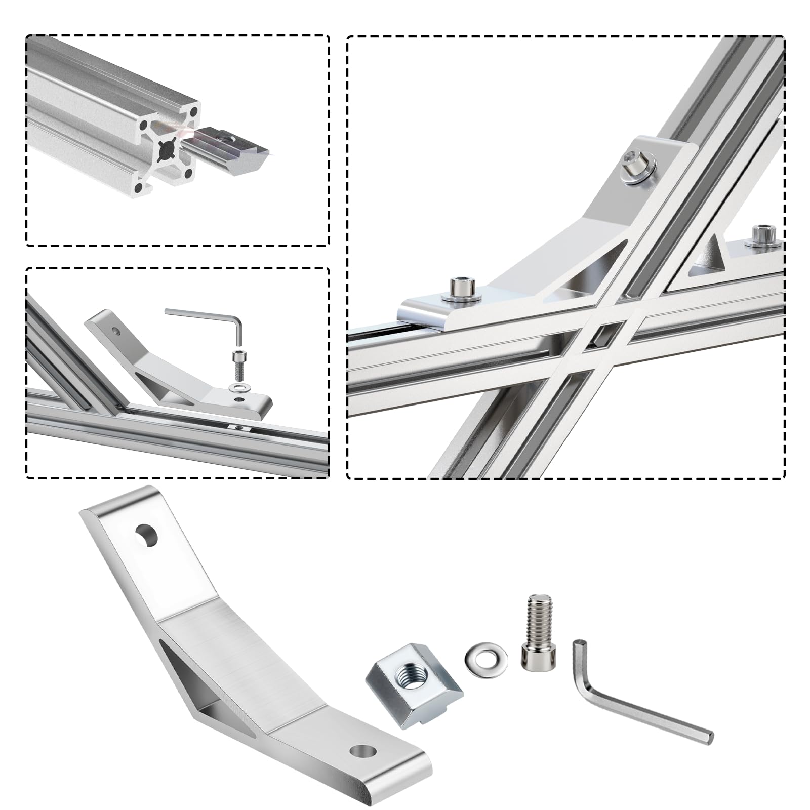 8 sztuk łączników profilu aluminiowego 40 x 40 mm aluminiowy profil kątowy łącznik kątowy 135 stopni łącznik kątowy do profilu rozporowego DIY