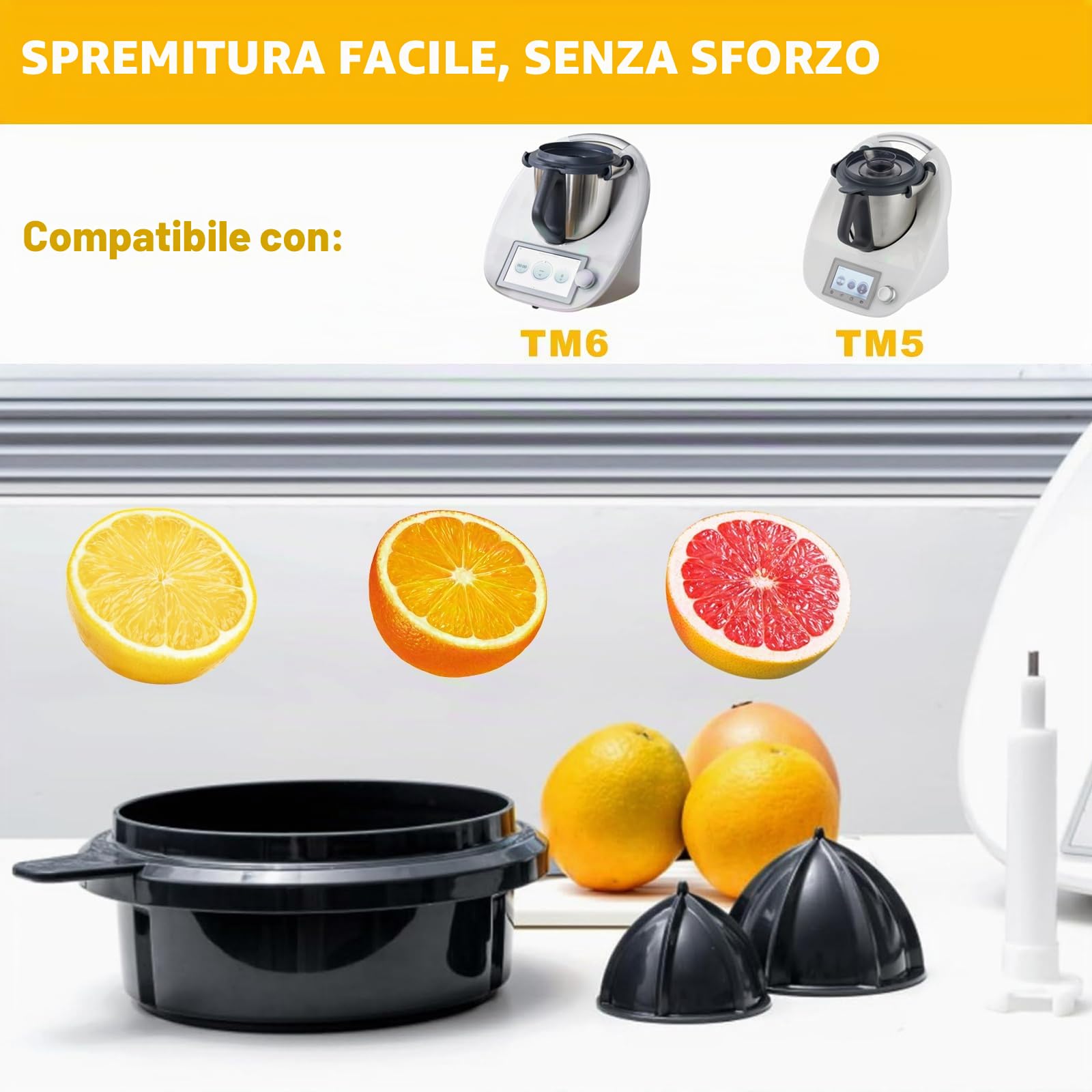 Spremiagrumi Compatibile con Thermo-mixx TM6 e TM5, Spremi Agrumi per Tutti i Tipi di Agrumi, Accessori per Bimby