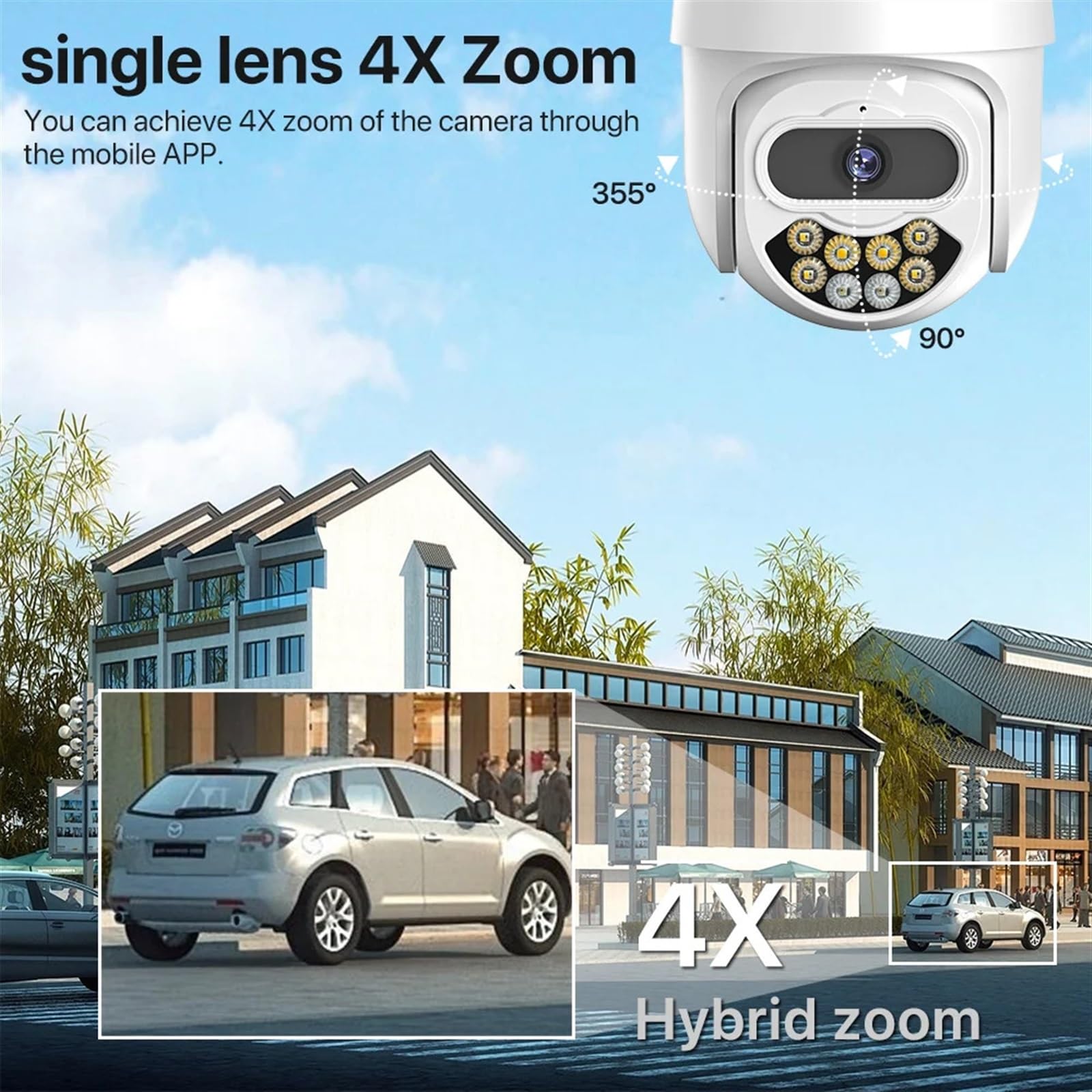 Kamera PTZ 4MP 2K HD zewnętrzna kamera IP do monitoringu AI wykrywanie człowieka dwukierunkowy dźwięk CCTV kamera do nadzoru wideo P2P Łatwa instalacja(4MP NO SD Card)
