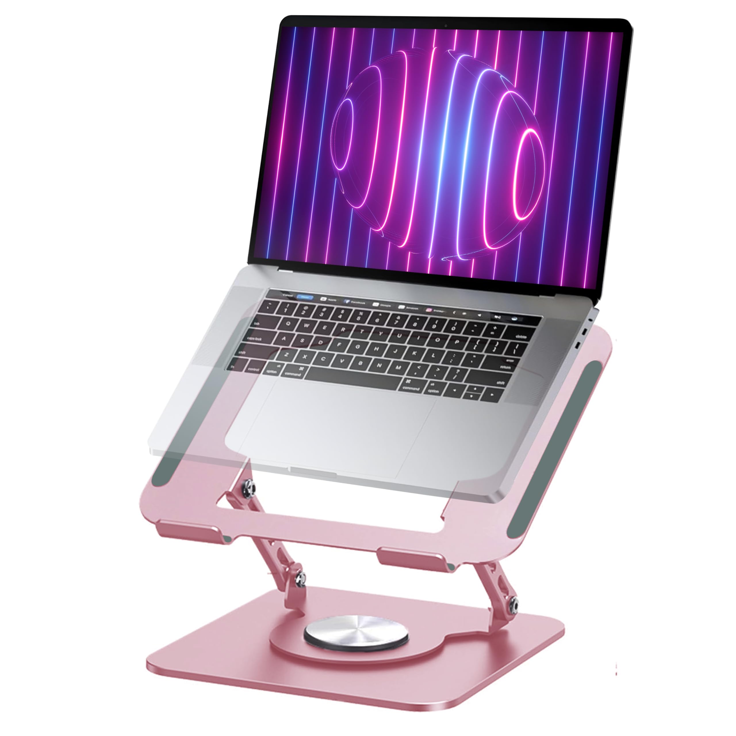 MENDELEEV STYLE Pink Laptop Stand for Desk with 360 Rotating Base Compatible with MacBook Pro/Air Notebook up to 16 Inches Computer Stand for Laptop Ergonimic Foldable Riser for Desk