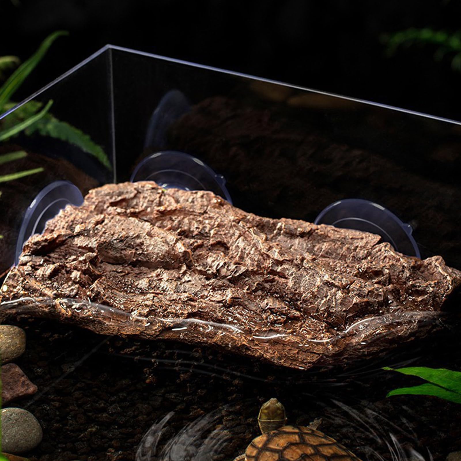 Realistische Baumrinde/Steintextur, Schildkröte, Sonnenplattform, schwimmende Aquarien, Kletterschildkrötenleiter