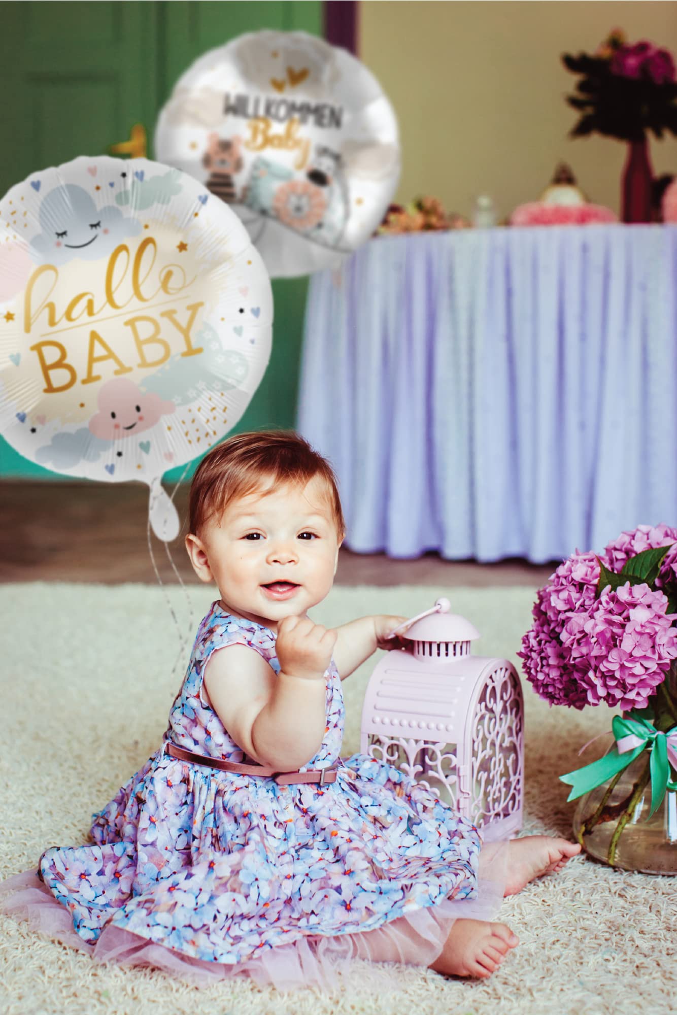 10 Ballons "Welcome Baby" Pastel - Pour Fête Naissance, Douche Bébé, Compatible Hélium