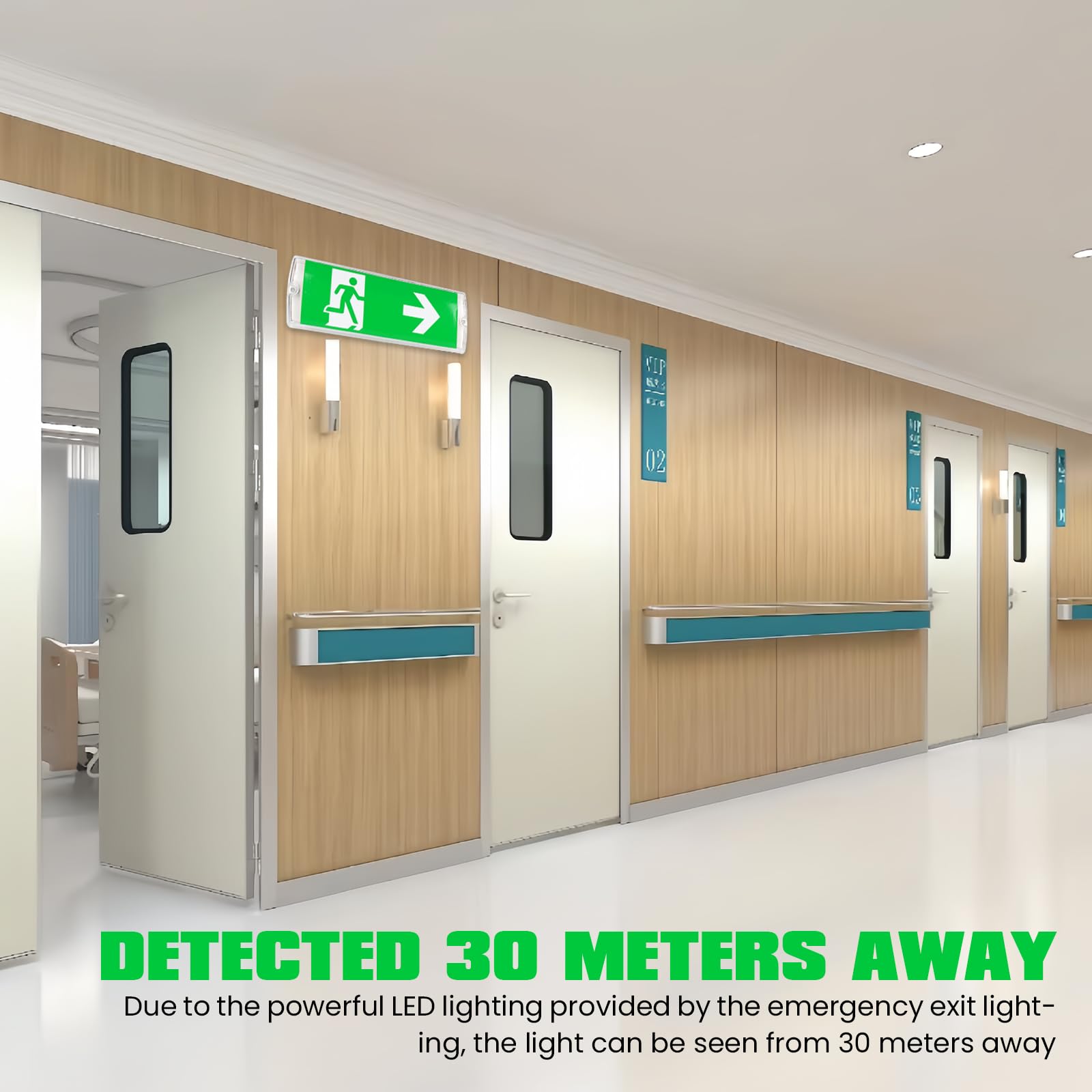 Luce Di Emergenza A LED IP30 Con Batteria 3 Ore E 6 Pittogrammi – Segnale Di Uscita Da Soffitto/Parete, 23 LED 10W