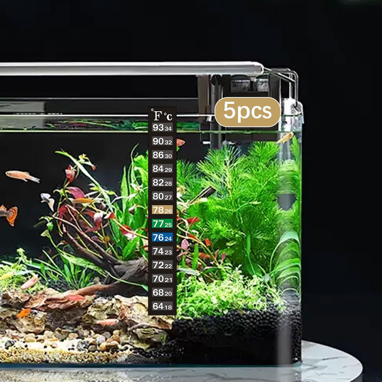 5 Pezzi Strisce Termometro Acquario Sticker Termometro Serbatoio Indicatori Temperatura Decalcomanie Lettura Facile per Acquariofilia E Piante, Verticale