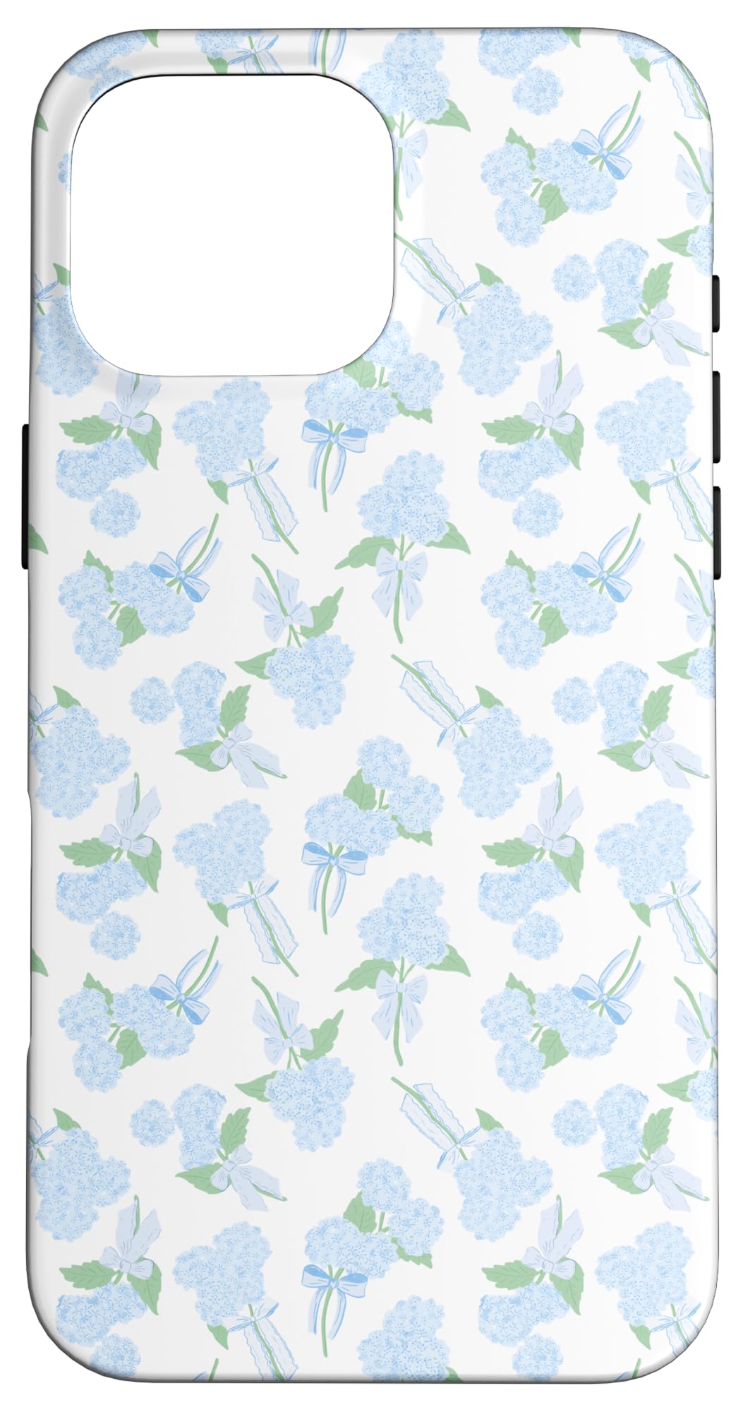 iPhone 16 Pro Max Preppy Coquette Hydrangeas and Bows in Pastel Blue Case
