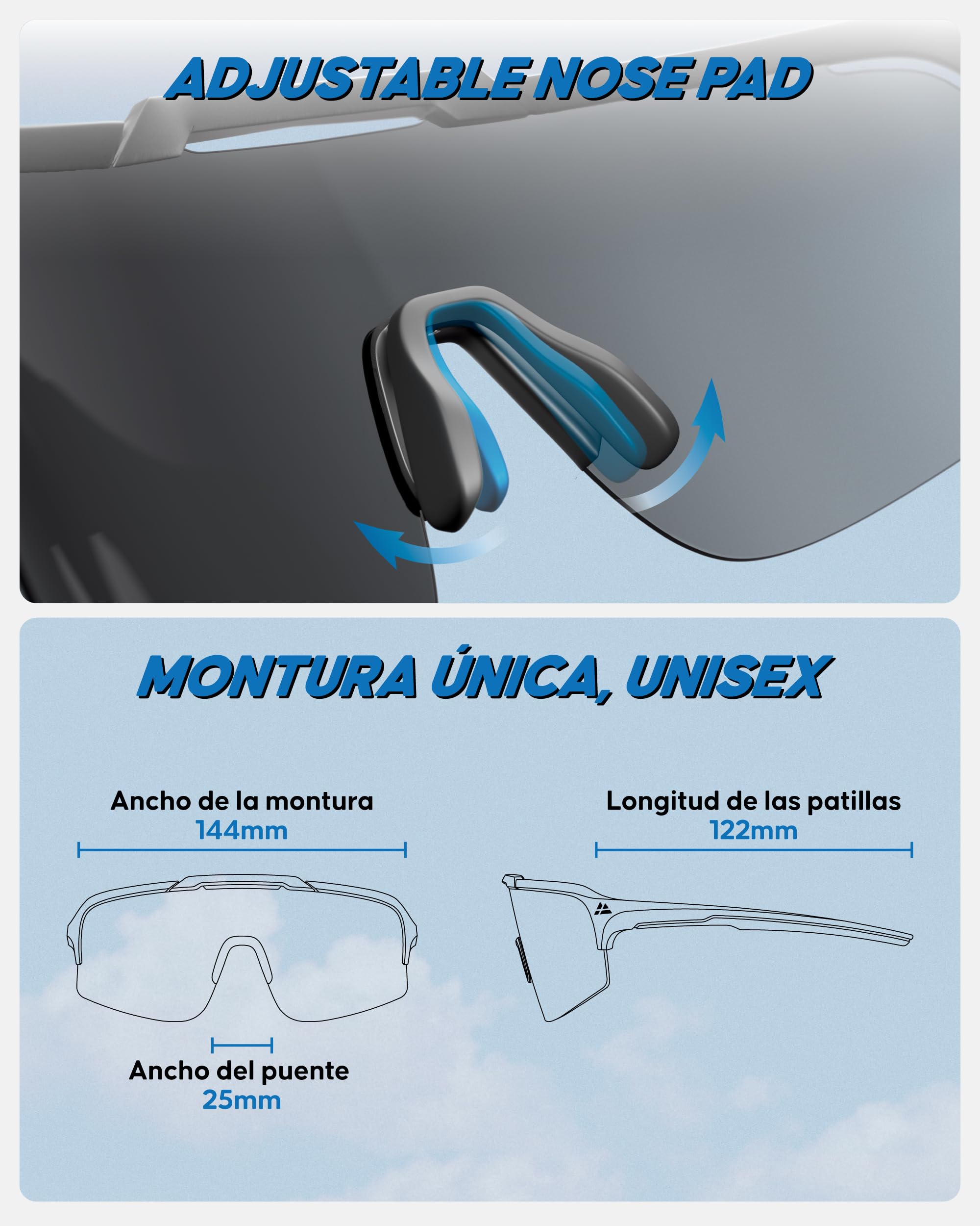 DANISH ENDURANCE TR90 Gafas de Ciclismo, Protección UV, Hombre y Mujer