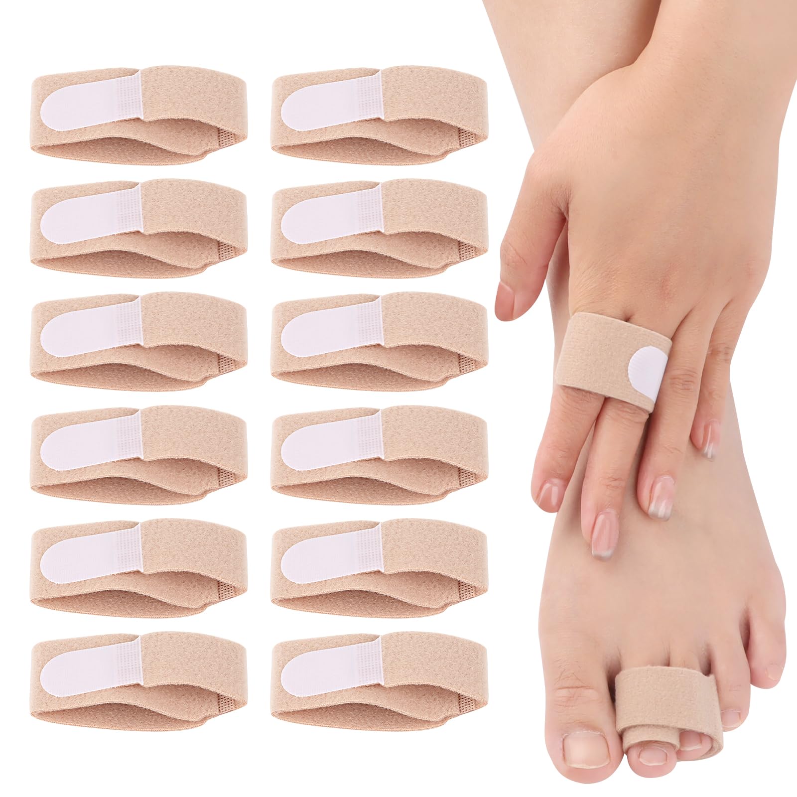 12 Piezas Corrector Dedo Martillo,Envolturas para los Dedos, Separador Dedos,Protectores Dedos Pie,Enderezadores Ferula de Dedo Pie Vendajes Acolchados,para Dedos Rotos y Dedos Torcidos
