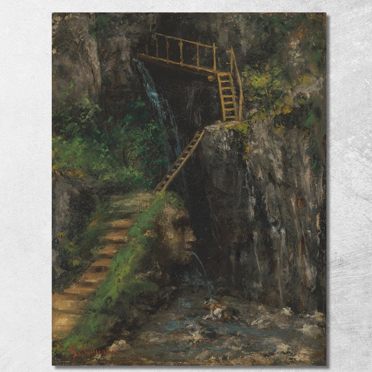 Tableau Courbet Les Gorges du Saillon, l'esprit de la nature sauvage en toile Fine Art